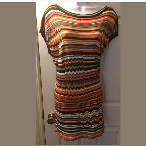 MISSONI Tunic Dress Sweater Chevron Cap Sleeve - Picture 2 of 6